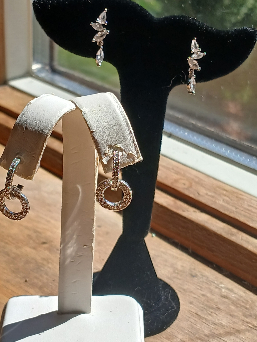 Two Pair BUNDLE of CZ Earrings in Stainless Steel Settings! 🌟💥😲